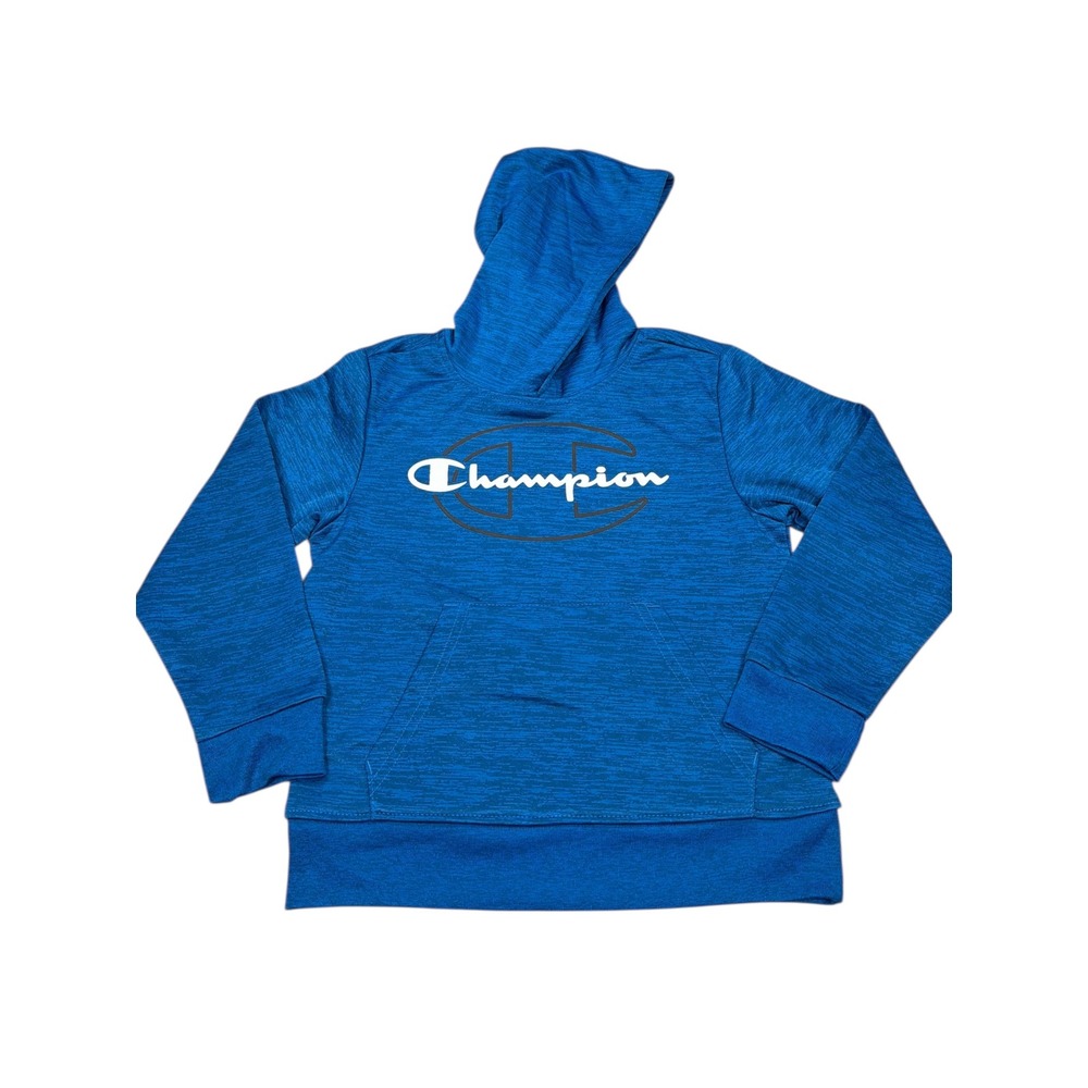 Champion Kids Youth 6/7 Blue Logo Fleece Hoodie‎ Pullover Sweatshirt